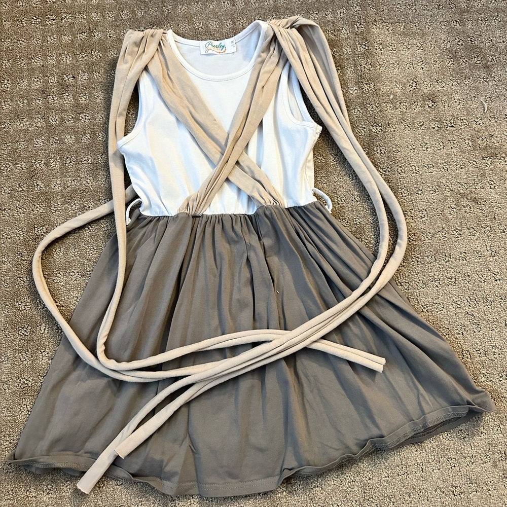 Presley Couture Cream and White Sleeveless Sundress